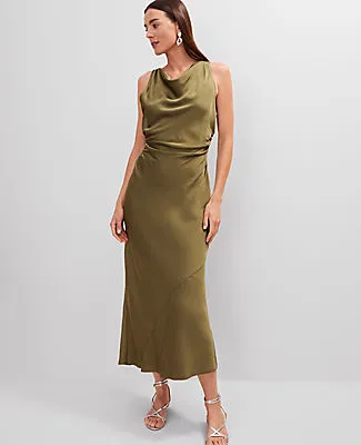 Ann Taylor Petite Halter Bias Satin Maxi Dress sold by Ann Taylor product image thumbnail 4