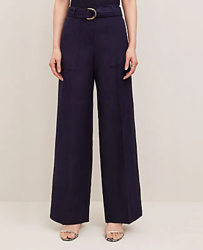 Ann Taylor The Belted Wide-Leg Pant in Linen Blend — Curvy Fit sold by Ann Taylor