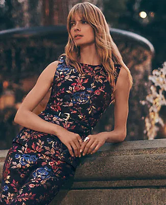 Ann Taylor Petite Floral Jacquard Crew Neck Top sold by Ann Taylor