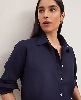 Ann Taylor Petite Cropped Linen Shirt sold by Ann Taylor product image thumbnail 3