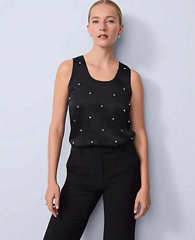 Ann Taylor Pearl Embellished Sleeveless Top sold by Ann Taylor