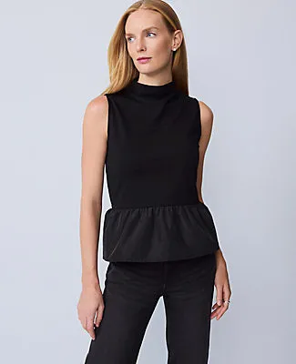 Ann Taylor Mixed Media Peplum Top sold by Ann Taylor
