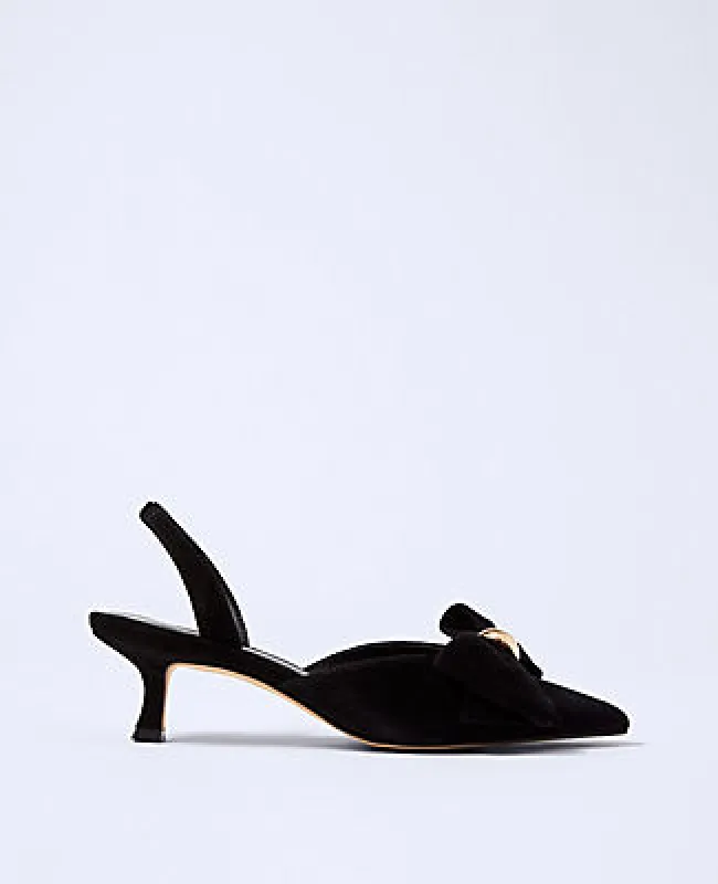Ann Taylor Suede Bow Slingback Pump sold by Ann Taylor