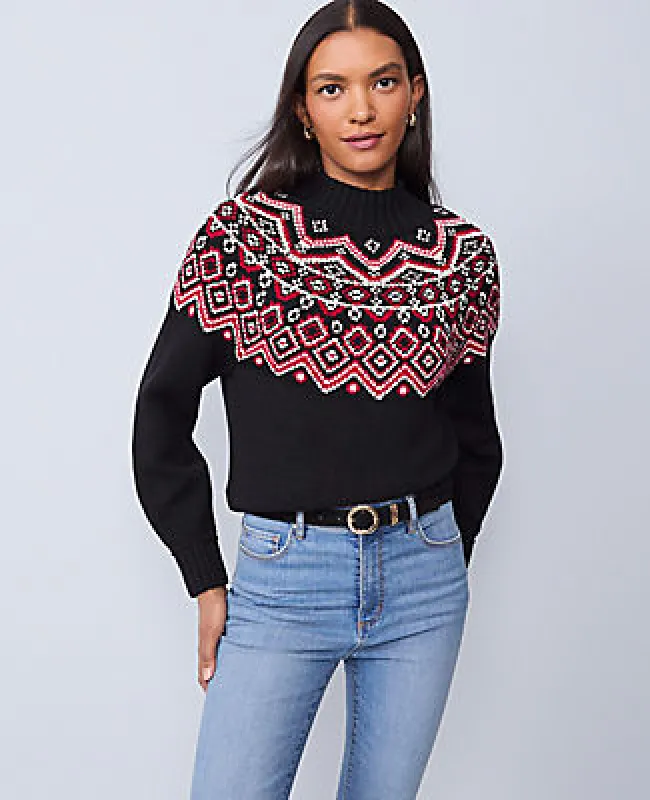 Ann Taylor Petite Weekend Collection Fair Isle Mock Neck Sweater sold by Ann Taylor