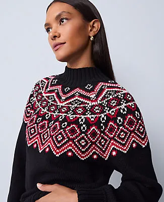 Ann Taylor Petite Weekend Collection Fair Isle Mock Neck Sweater sold by Ann Taylor product image thumbnail 3