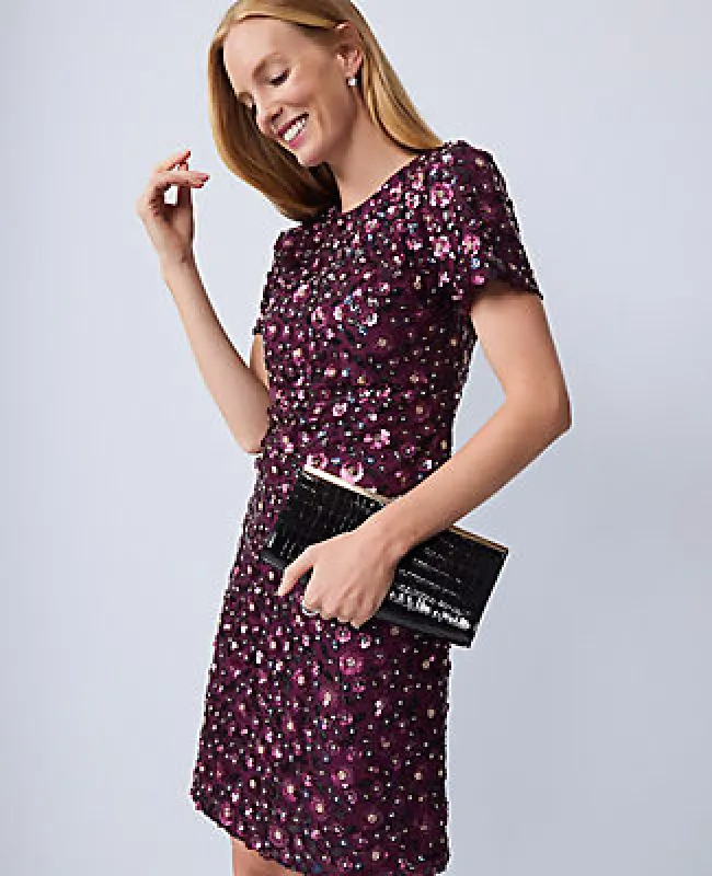 Ann Taylor Floral Sequin Shift Dress sold by Ann Taylor