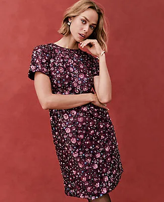 Ann Taylor Floral Sequin Shift Dress sold by Ann Taylor product image thumbnail 4