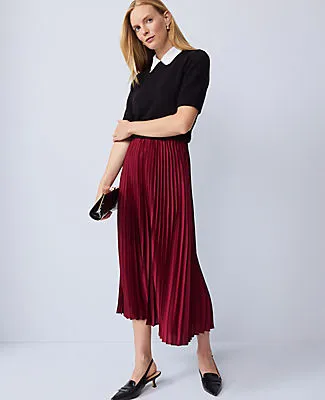 Ann Taylor Petite Satin Pleated Midi Skirt sold by Ann Taylor