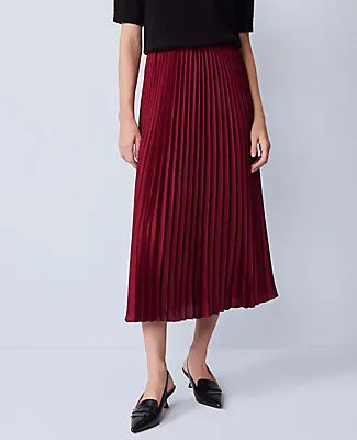 Ann Taylor Petite Satin Pleated Midi Skirt sold by Ann Taylor product image thumbnail 2