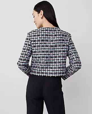 Ann Taylor Petite Striped Tweed Cropped Jacket sold by Ann Taylor product image thumbnail 3