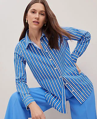 Ann Taylor Petite Striped Relaxed Perfect Shirt sold by Ann Taylor product image thumbnail 3