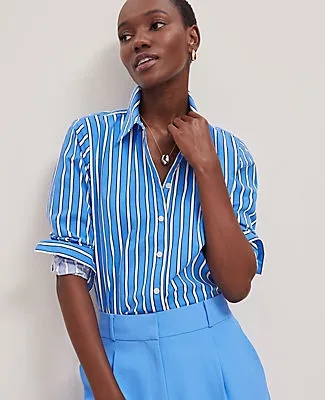 Ann Taylor Petite Striped Relaxed Perfect Shirt sold by Ann Taylor product image thumbnail 5