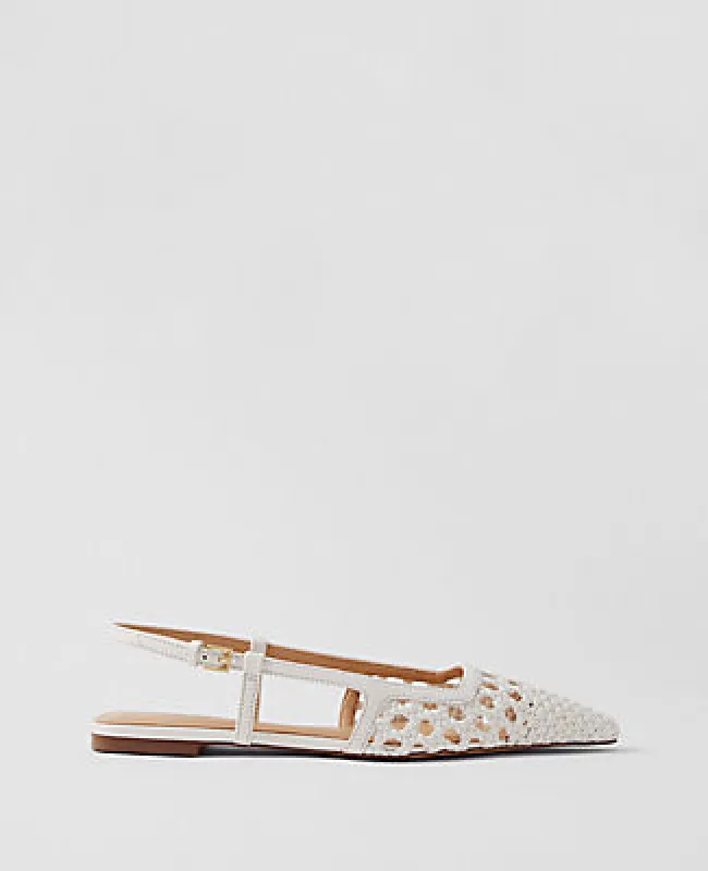Ann Taylor Woven Leather Nip Toe Slingback Flat sold by Ann Taylor