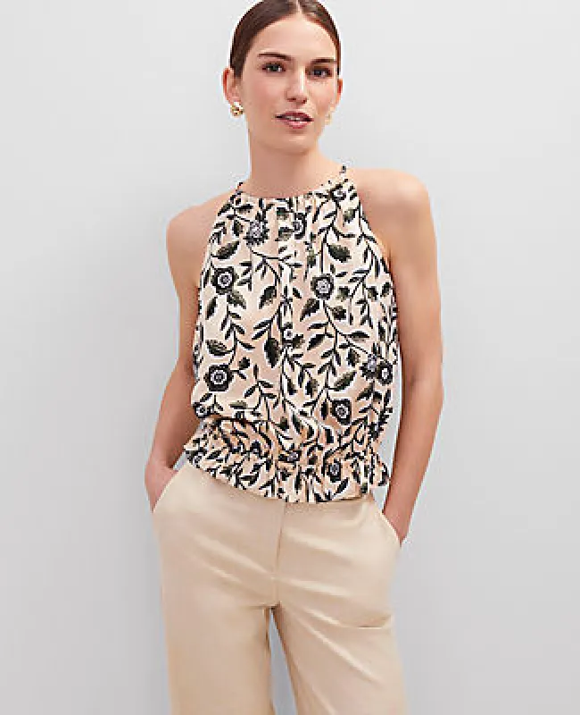 Ann Taylor Floral Shirred Tank Top sold by Ann Taylor