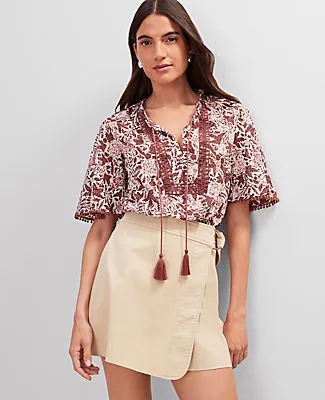 Ann Taylor Weekend Collection Floral Tie Neck Blouse sold by Ann Taylor