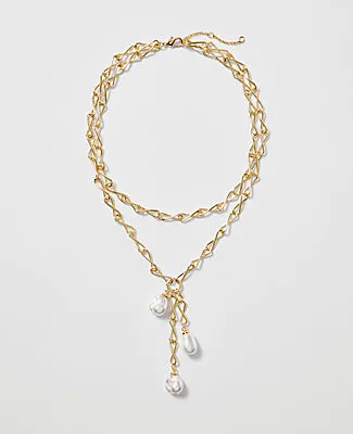 Ann Taylor Triple Pearl Lariat Necklace sold by Ann Taylor