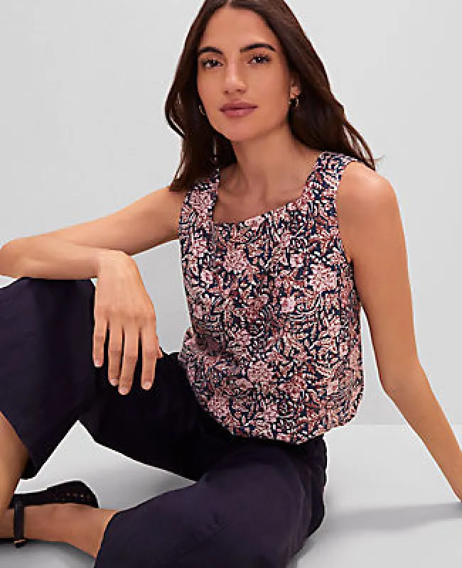 Ann Taylor Weekend Collection Linen Blend Bubble Hem Top sold by Ann Taylor