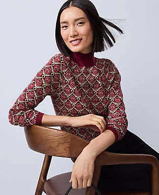Ann Taylor Essential Jacquard Turtleneck Sweater sold by Ann Taylor product image thumbnail 3