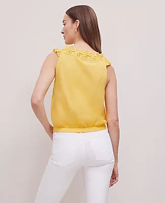 Ann Taylor Petite Weekend Collection Eyelet Tie Neck Top sold by Ann Taylor product image thumbnail 2