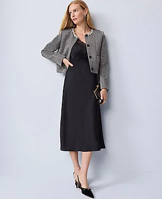Ann Taylor Petite Embellished Herringbone Cropped Jacket sold by Ann Taylor product image thumbnail 3