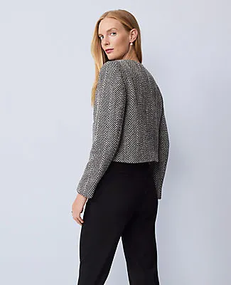Ann Taylor Petite Embellished Herringbone Cropped Jacket sold by Ann Taylor product image thumbnail 2