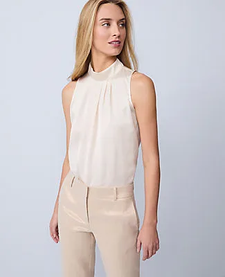 Ann Taylor Petite Satin Mock Neck Top sold by Ann Taylor