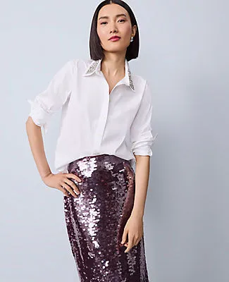 Ann Taylor Embellished Relaxed Perfect Shirt sold by Ann Taylor product image thumbnail 3