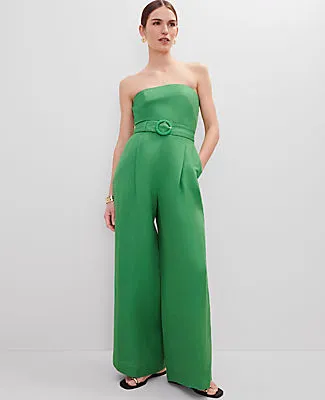 Ann Taylor Belted Strapless Linen Blend Jumpsuit sold by Ann Taylor