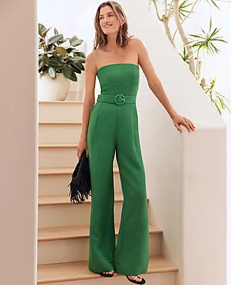 Ann Taylor Belted Strapless Linen Blend Jumpsuit sold by Ann Taylor product image thumbnail 4