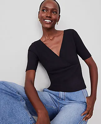 Ann Taylor Petite Crossover Neck Top sold by Ann Taylor product image thumbnail 3