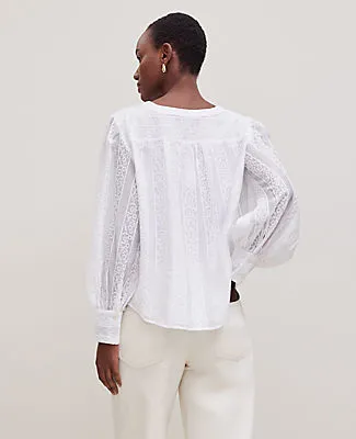 Ann Taylor Petite Embroidered V-Neck Popover Top sold by Ann Taylor product image thumbnail 2