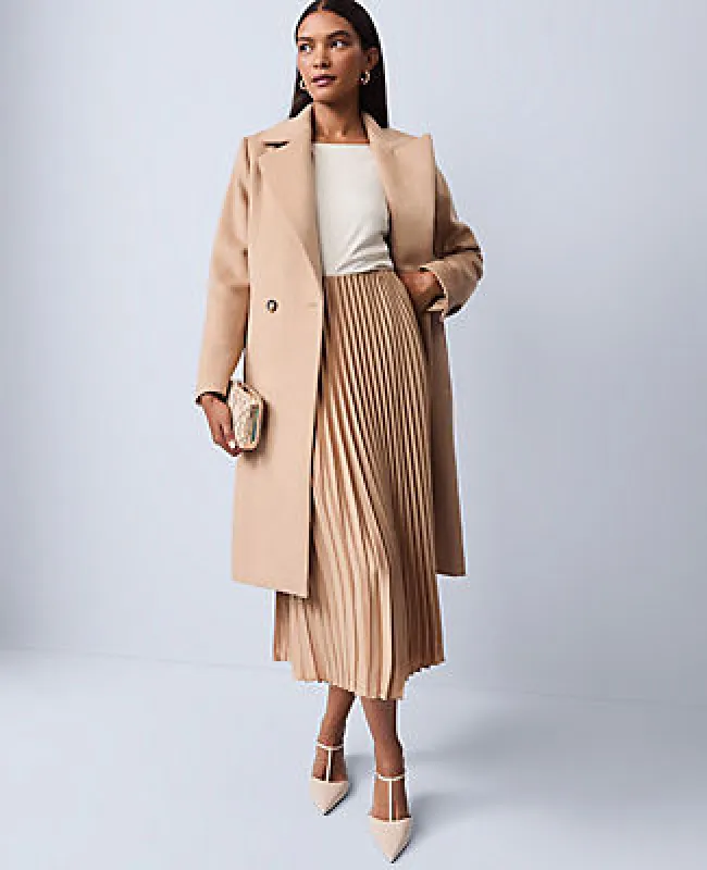 Ann Taylor Petite Satin Pleated Midi Skirt sold by Ann Taylor