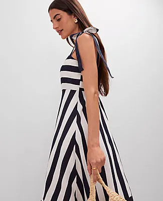 Ann Taylor Weekend Collection Striped Linen Blend Midi Dress sold by Ann Taylor product image thumbnail 3