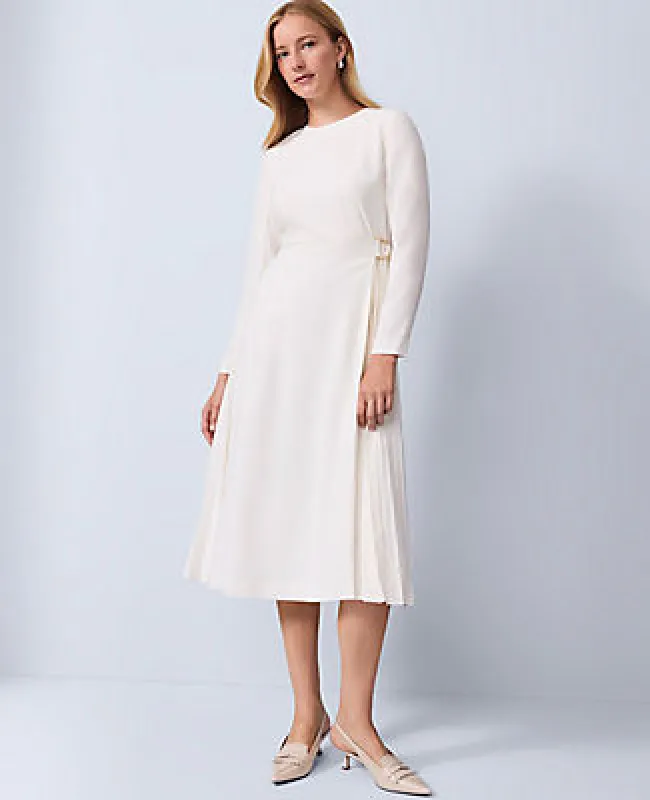 Ann Taylor Petite Pleated Crepe Flare Dress sold by Ann Taylor