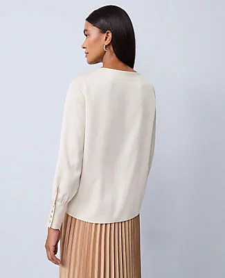 Ann Taylor Petite Satin Boat Neck Popover Top sold by Ann Taylor product image thumbnail 2
