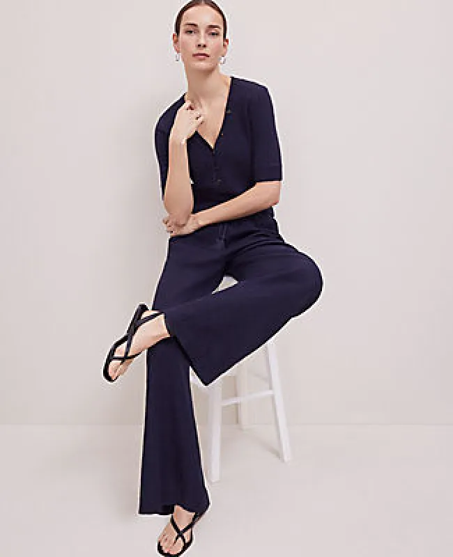 Ann Taylor Weekend Collection Pull-On Wide-Leg Pant in Linen Blend sold by Ann Taylor