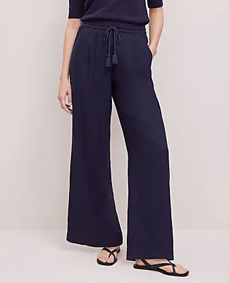 Ann Taylor Weekend Collection Pull-On Wide-Leg Pant in Linen Blend sold by Ann Taylor product image thumbnail 2
