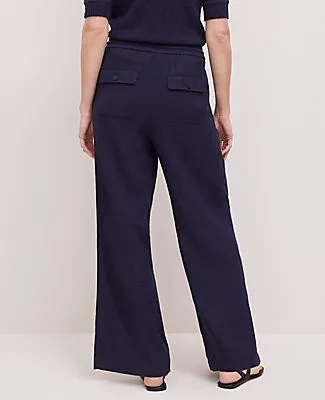 Ann Taylor Weekend Collection Pull-On Wide-Leg Pant in Linen Blend sold by Ann Taylor product image thumbnail 3