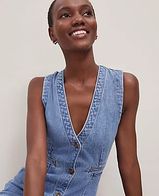 Ann Taylor Denim V-Neck Shirtdress sold by Ann Taylor product image thumbnail 4
