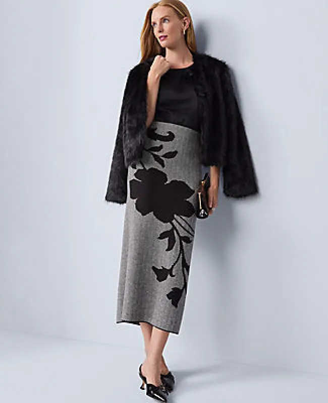 Ann Taylor Petite Herringbone Floral Jacquard Sweater Skirt sold by Ann Taylor