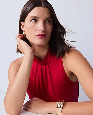 Ann Taylor Satin Mock Neck Top sold by Ann Taylor product image thumbnail 3