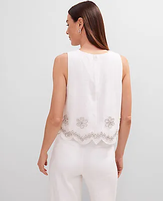 Ann Taylor Studio Collection Embroidered Linen Blend Tank Top sold by Ann Taylor product image thumbnail 2