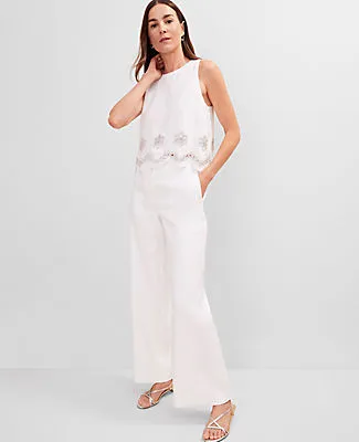 Ann Taylor Studio Collection Embroidered Linen Blend Tank Top sold by Ann Taylor product image thumbnail 4
