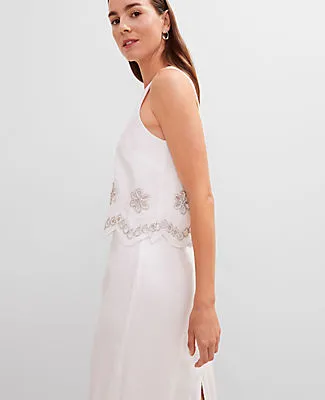 Ann Taylor Studio Collection Embroidered Linen Blend Tank Top sold by Ann Taylor product image thumbnail 5