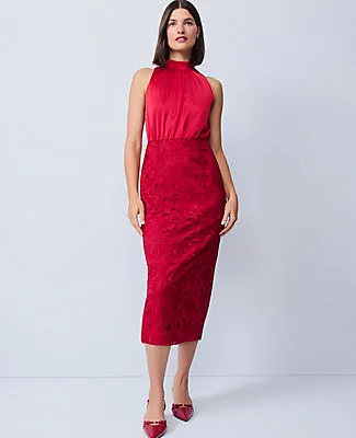 Ann Taylor Petite Mixed Media Halter Sheath Dress sold by Ann Taylor product image thumbnail 4