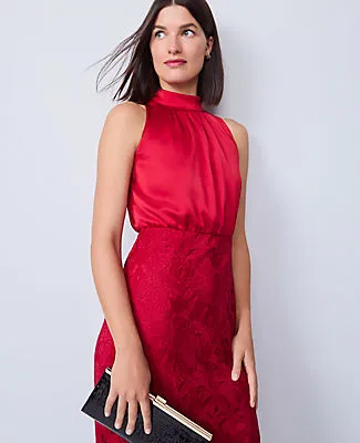 Ann Taylor Petite Mixed Media Halter Sheath Dress sold by Ann Taylor product image thumbnail 5