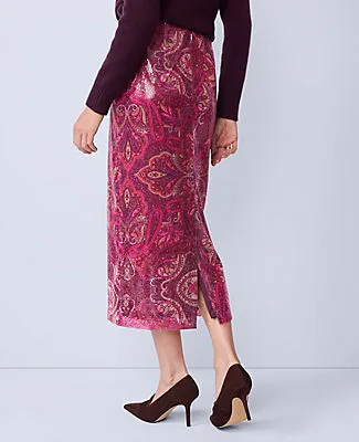 Ann Taylor Sequin Paisley Column Midi Skirt sold by Ann Taylor product image thumbnail 3