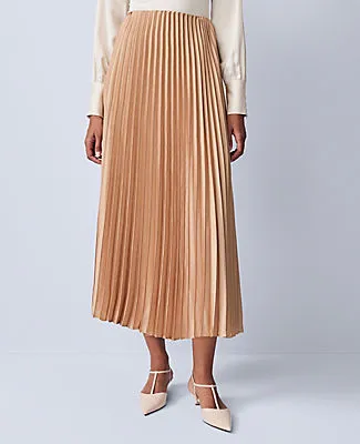 Ann Taylor Petite Satin Pleated Midi Skirt sold by Ann Taylor product image thumbnail 2