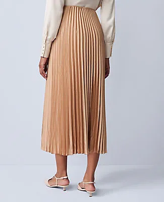 Ann Taylor Petite Satin Pleated Midi Skirt sold by Ann Taylor product image thumbnail 3
