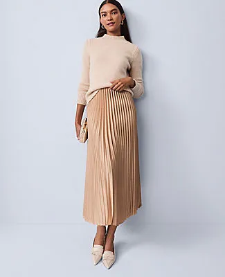 Ann Taylor Petite Satin Pleated Midi Skirt sold by Ann Taylor product image thumbnail 4